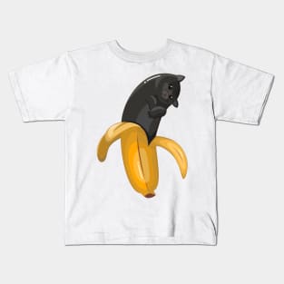 Cute Banana Black Cat Kids T-Shirt